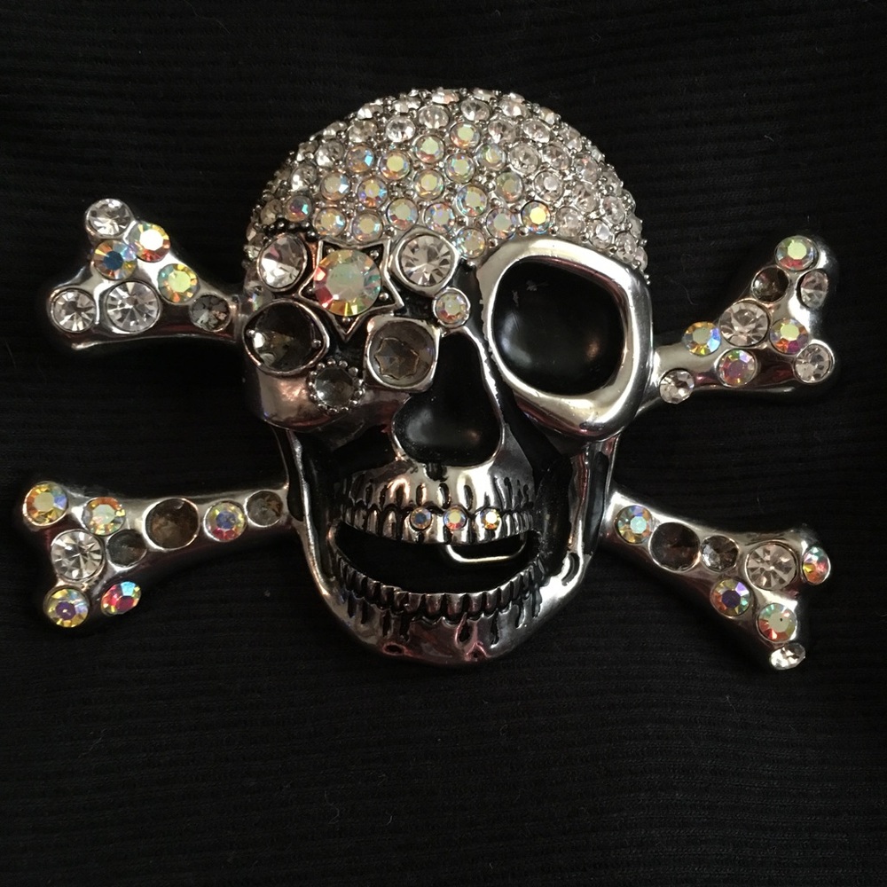 Rhinestone Skull Belt Buckle